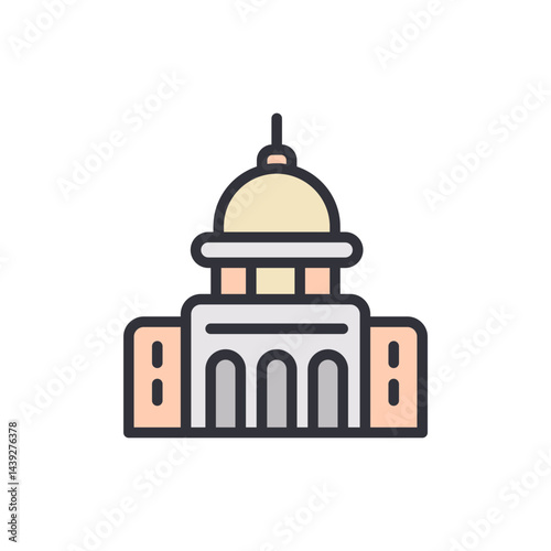 Courthouse colored icons, minimalist vector illustration ,simple transparent graphic element .Isolated on white background