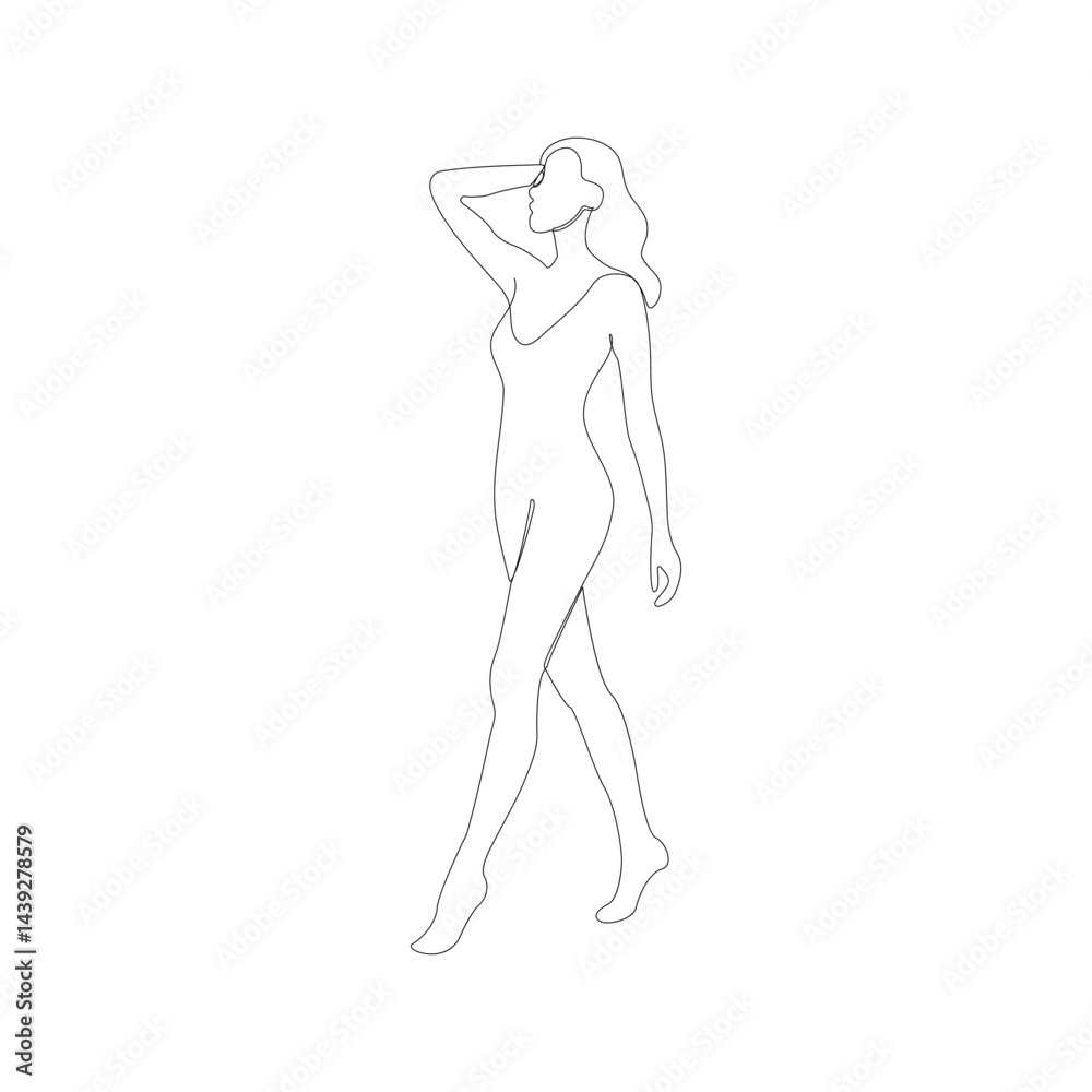 Elegant One Line Drawing of Woman Minimalist Fashion Model Line Art Continuous Line Female Body Sketch Elegant One Line Drawing of Woman Minimalist Fashion Model Line Art Continuous Line Female Body Sketch