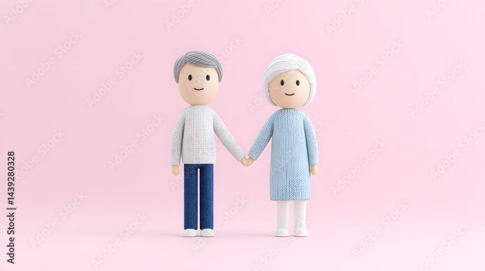 3D vector illustration of a middle-aged adult gently holding a cup, evoking calmness and warmth.