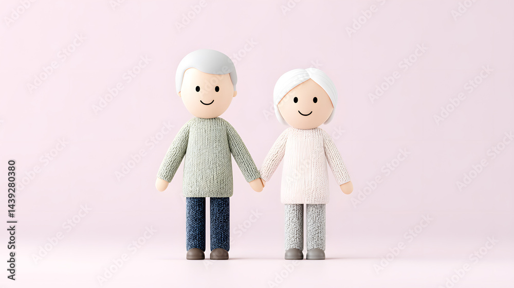 3D vector illustration of a middle-aged adult gently holding a cup, evoking calmness and warmth.