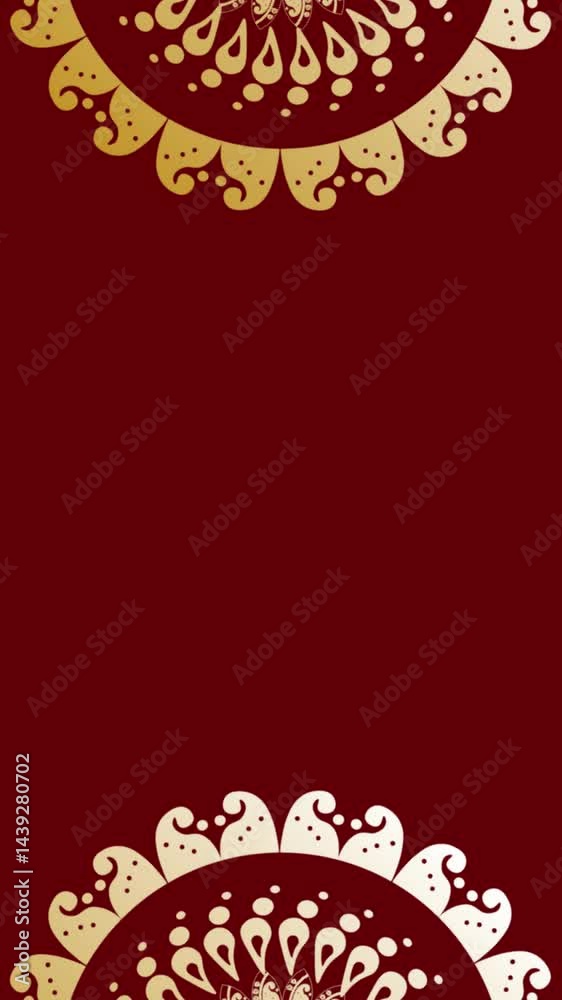 red background with golden ornament MANDALA