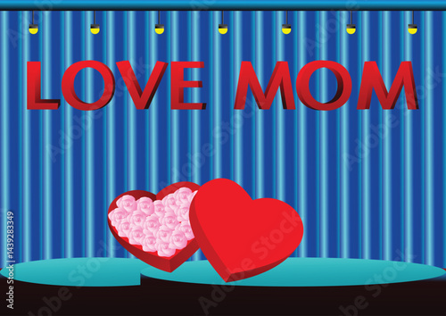 Blue theme display background love mom