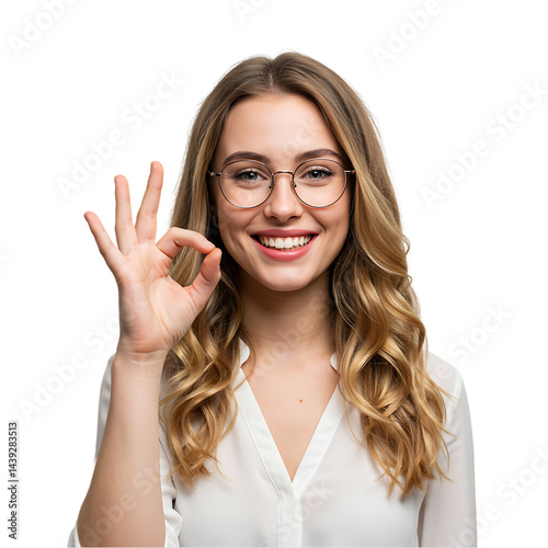 Smiling Woman Showing OK Hand Gesture photo
