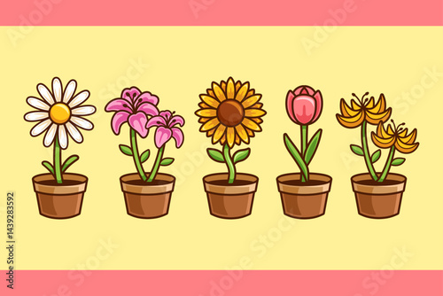 houseplant in pots vector illustration 