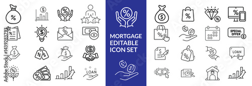 Loan and credit line icons. Editable stroke. For website marketing design, logo, app, template, ui, etc. Vector illustration.
