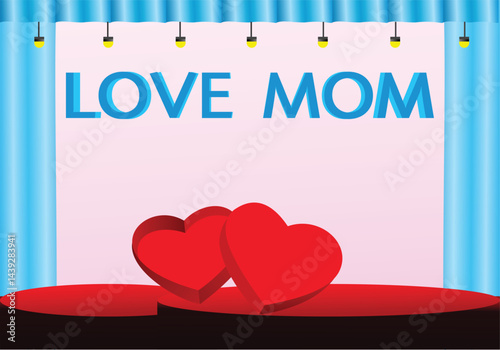 Blue theme display background love mom
