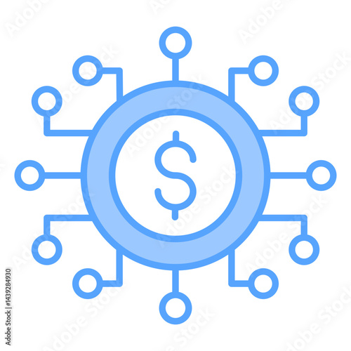 Digital Economy Blue Icon