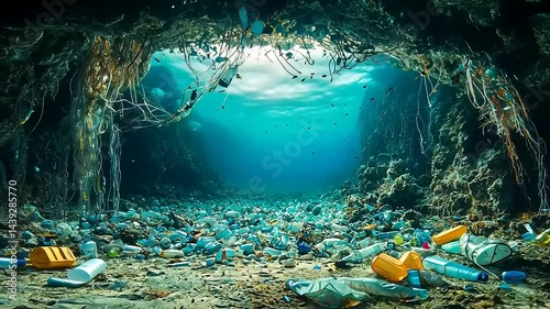 Underwater Cave Filled With Plastic Waste