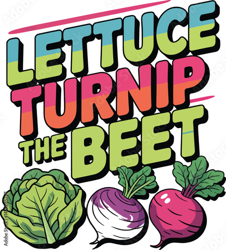 Lettuce turnip the beet colorful vector illustration with vegetables graphic