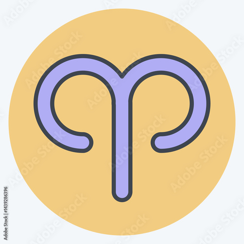 Icon Aries. related to Astrology symbol. color mate style. design editable