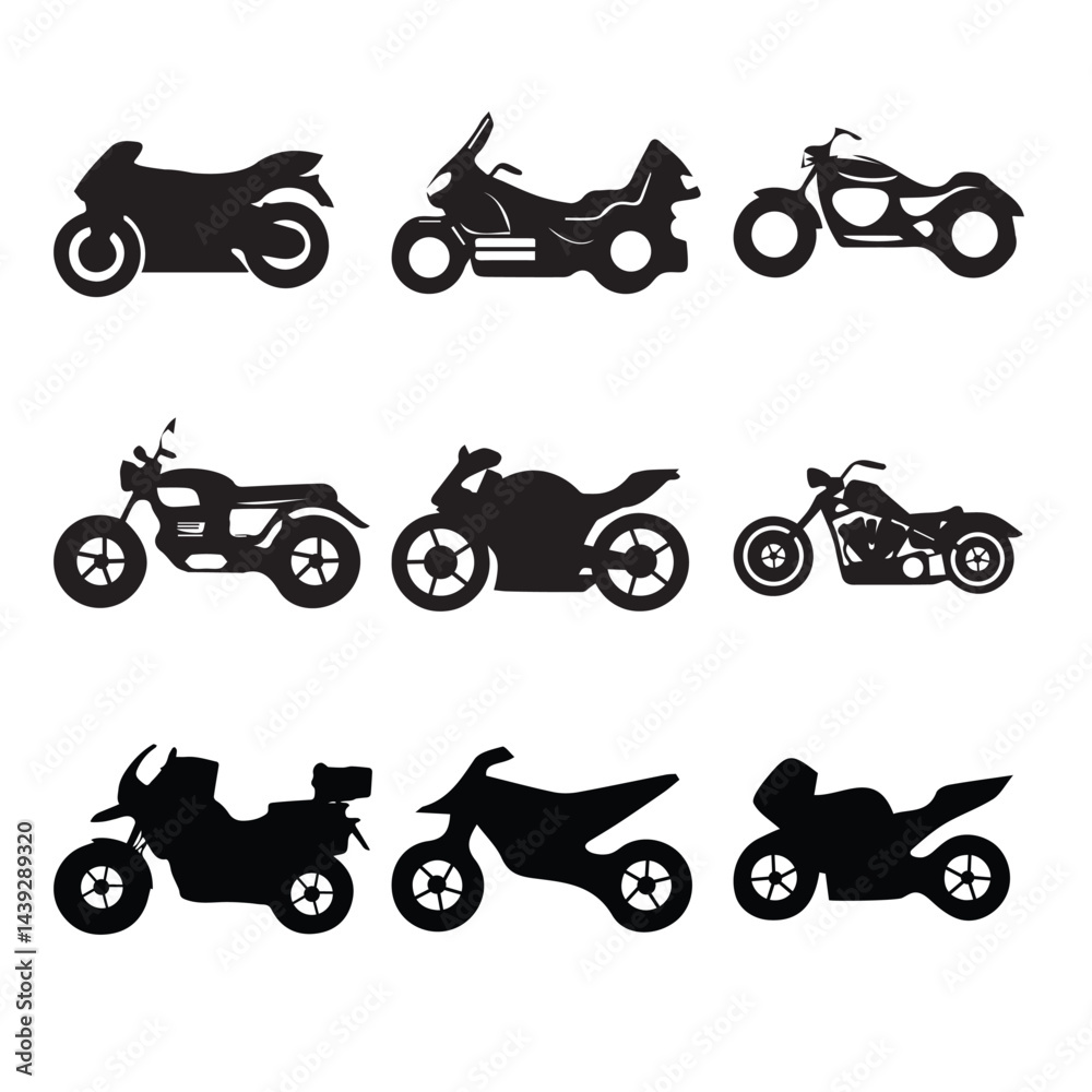 Obraz premium set of silhouettes of motorcycle