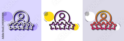 Business rank line icon. Halftone dotted pattern. Gradient icon with grain shadow. Employee nomination sign. Human rating symbol. Line human rating icon. Various designs. Vector
