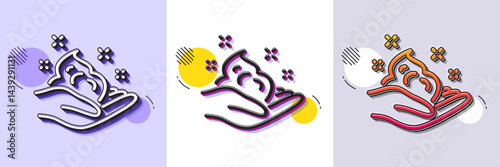 Hand cream line icon. Halftone dotted pattern. Gradient icon with grain shadow. Skin care Gel or lotion sign. Line skin care icon. Various designs. Vector