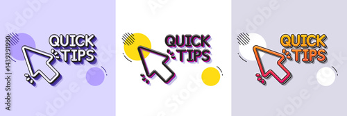 Quick tips click line icon. Halftone dotted pattern. Gradient icon with grain shadow. Helpful tricks sign. Line quick tips icon. Various designs. Vector