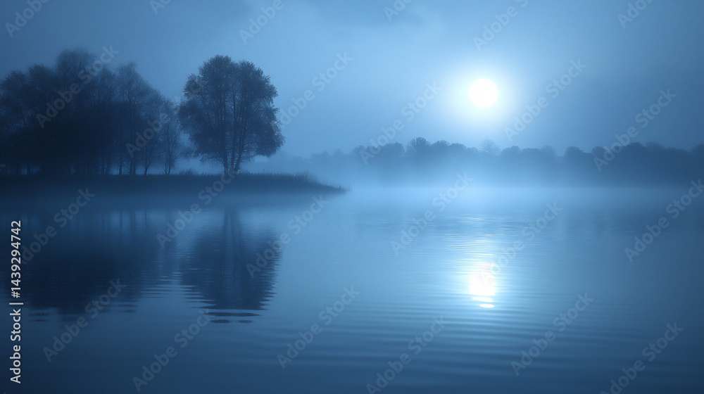 Fototapeta premium moonlit tranquil lake