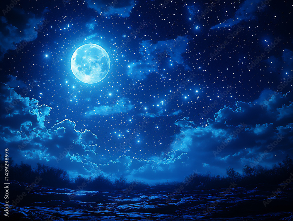 Fototapeta premium star_pattern_moonlit_sky,