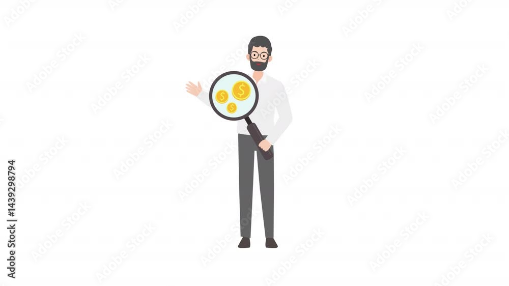 video man standing holding a magnifying glass
