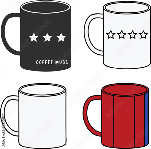 Promotional Coffee Mugs Set with Classic Shapes Bold Colors and Customizable Corporate Branding