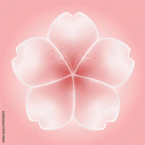 A large pink cherry blossom is in the center.
