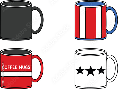 Promotional Coffee Mugs Set with Classic Shapes Bold Colors and Customizable Corporate Branding
