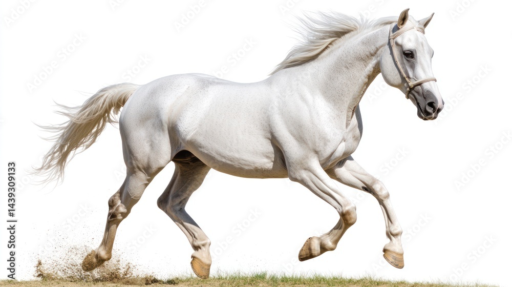 White horse running, isolated, studio shot. Possible use stock photo White horse running, isolated, studio shot. Possible use stock photo