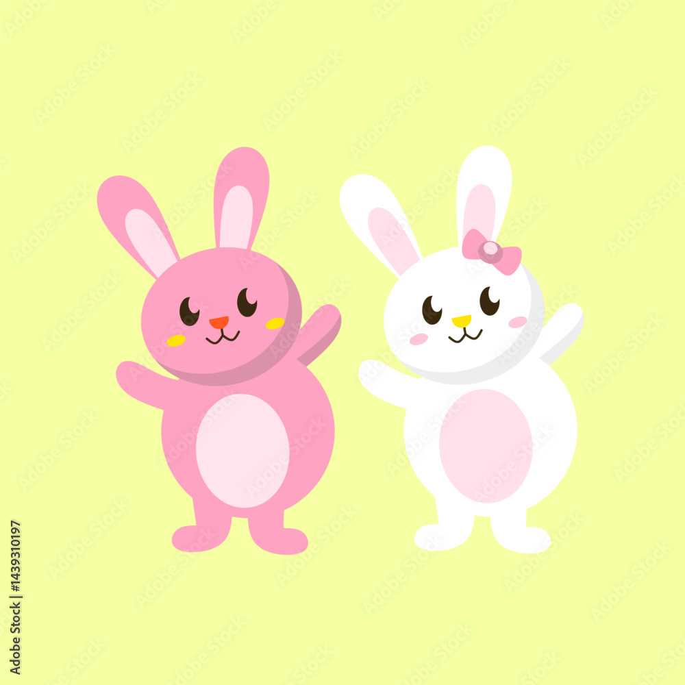 Two Easter day bunnies character perfect for mascot, icon, and other Two Easter day bunnies character perfect for mascot, icon, and other