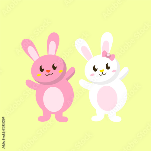 Two Easter day bunnies character perfect for mascot, icon, and other 