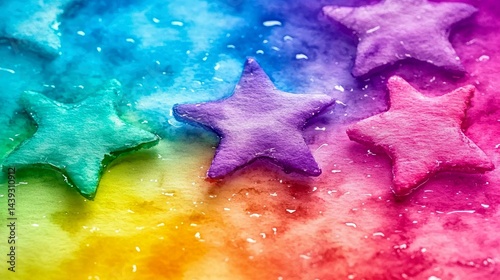 Watercolor Rainbow Stars: Magical Art Painting