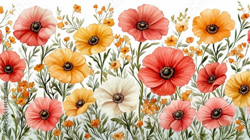 Watercolor Poppies: A Vibrant Floral Illustration