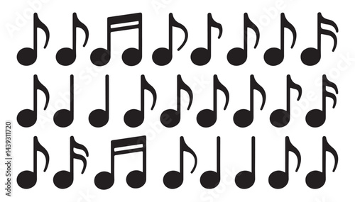 Silhouette of multiple musical notes forming a smooth and flowing pattern.