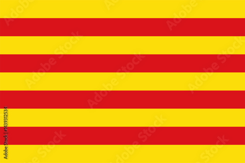 Vector image of the Catalonia flag, representing an autonomous community of Spain, with precise proportions and official colors.
