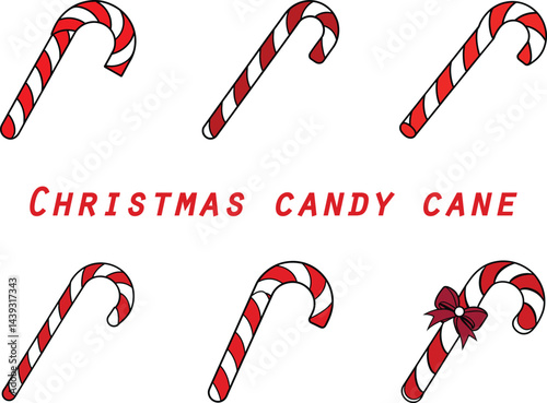 Christmas candy cane set isolated on transparent background