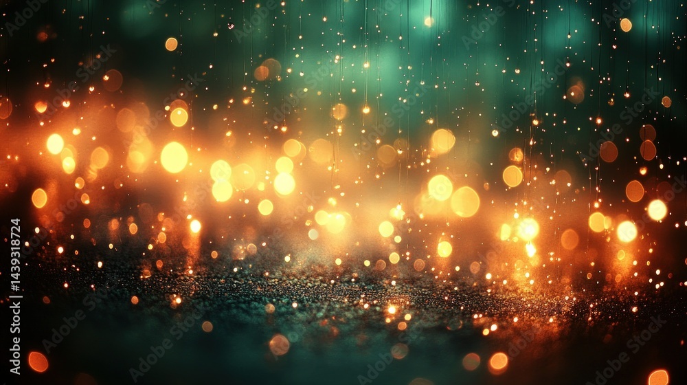 Fototapeta premium Glimmering lights dance over dark reflections