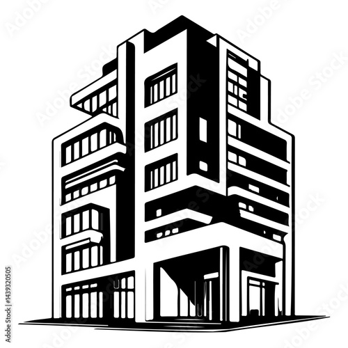 Architectural rendition of a modern high-rise apartment showcasing urban style