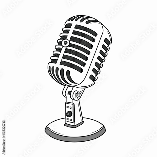vector retro microphone isolated on white background