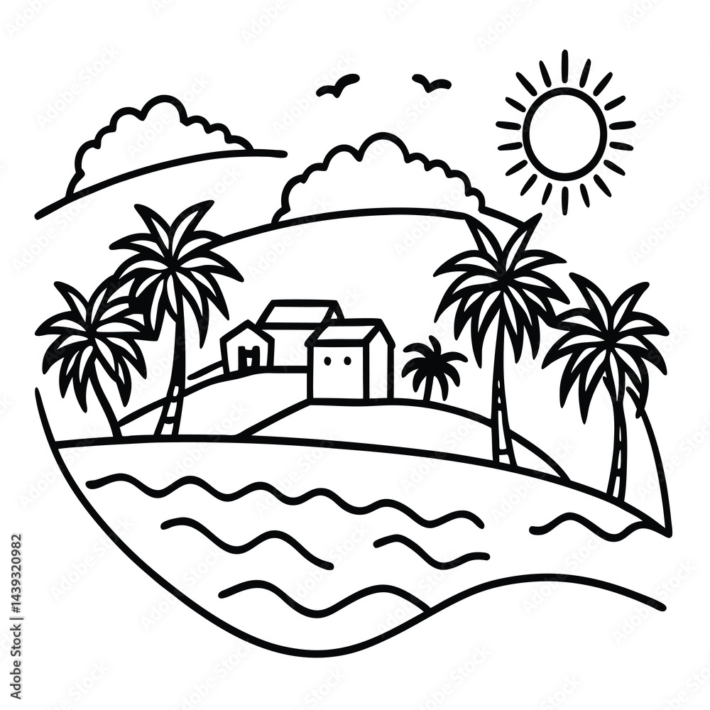 Obraz premium island with palm trees vector