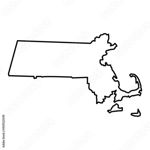 Massachusetts State Outline Map Vector Graphic