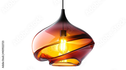Swirl glass pendant light fixture, cut out transparent