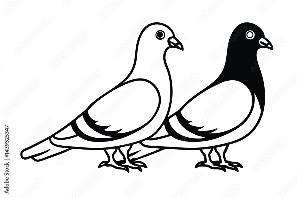 Fototapeta premium vector two pigeons on a white background