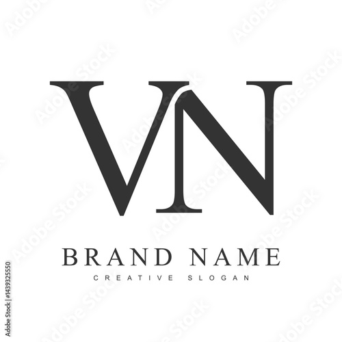 VN trendy logotype template. Initial letter v and n classic font style. Creative logo for company name or identity.
