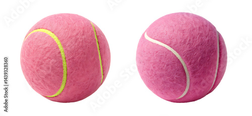 two Pink tennis ball isolated on transparent background