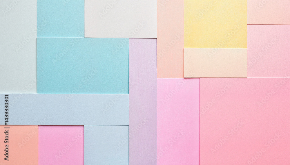 Fototapeta premium Colorful paper sheets arranged in a pastel mosaic pattern 