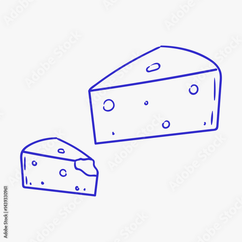 Different sizes of cheese wedges displayed in a minimalist style on a plain background