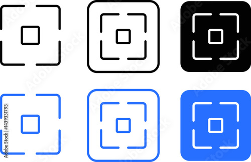 Capture icon set. Focusing frame. Sharpened capture symbol. Photo scan sign snapshot capture photograph