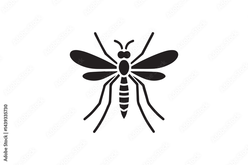 simple and unobtrusive Mosquito vector silhouette illustration isolated in white background simple and unobtrusive Mosquito vector silhouette illustration isolated in white background