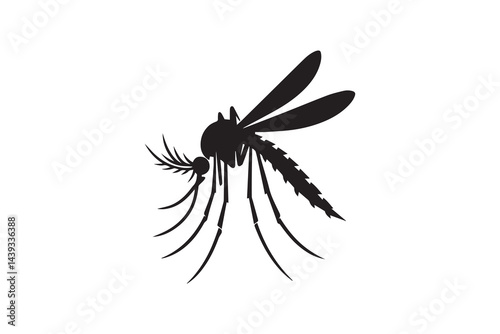simple and unobtrusive Mosquito vector silhouette illustration isolated in white background
