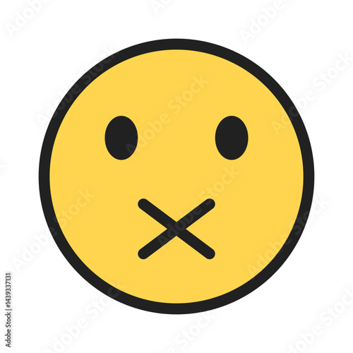 Cross mouth silent face icon