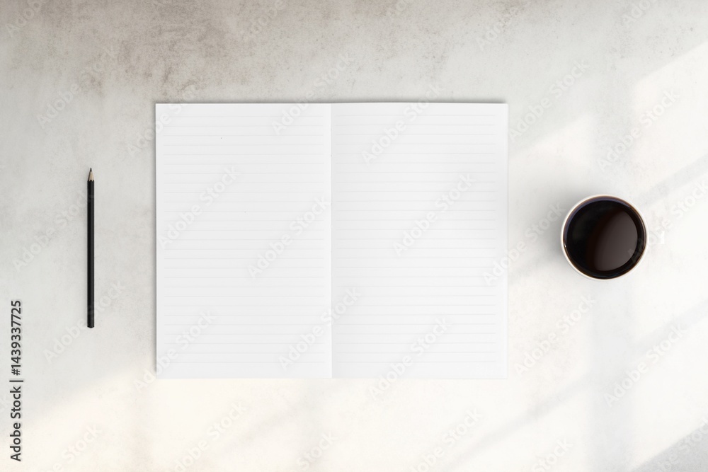Modern workspace with copy space on white color background. Top view with copy space. Flat lay style. Minimal blank mockup.