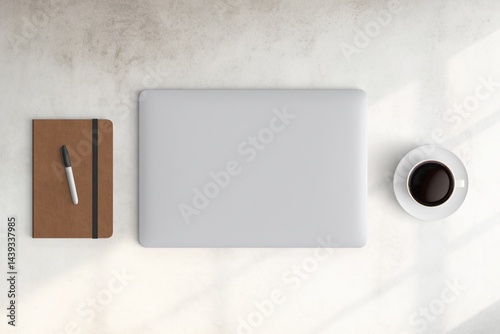 Obraz na płótnie Modern workspace with copy space on white color background. Top view with copy space. Flat lay style. Minimal blank mockup. w salonie