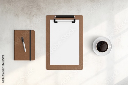 Obraz na płótnie Modern workspace with copy space on white color background. Top view with copy space. Flat lay style. Minimal blank mockup. w salonie